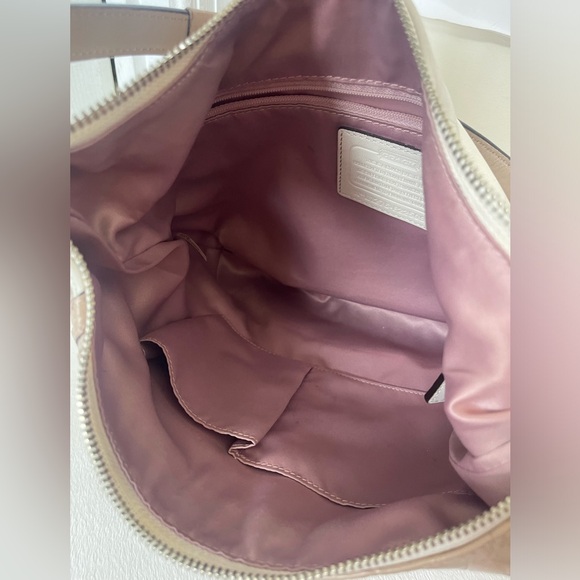 Coach Cream and Tan Shoulder Bag